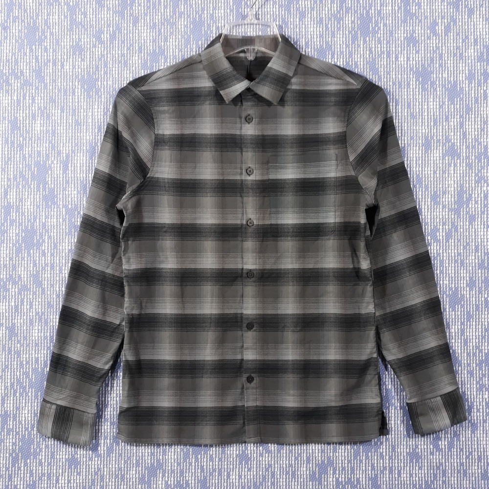Lululemon Shirt Size Small Outdoor Plaid Gray Black Flannel Long Sleeve
